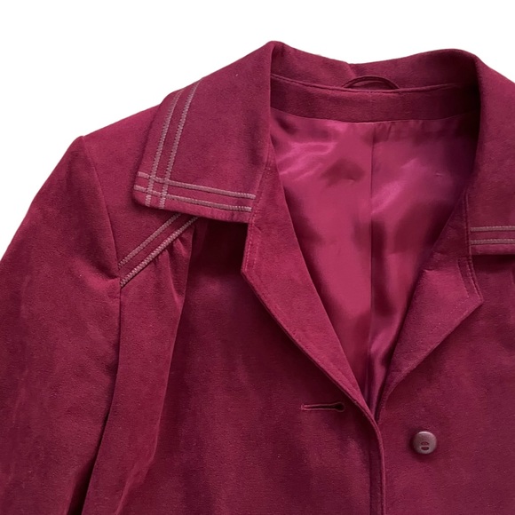 Vintage Faux Suede Long Coat Burgundy Creations Miss Style Union Made Size XS - Picture 4 of 16